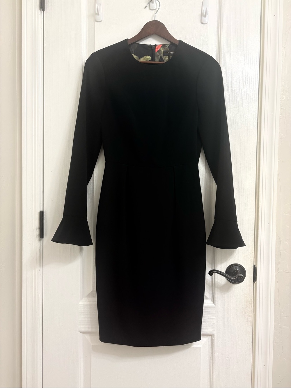 Ted Baker London Black Long-Sleeve Sheath Dress with Flared Cuffs